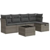 Image de vidaXL Ensemble de salon de jardin 6 pièces avec coussins Gris Poly rotin
