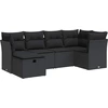Image de vidaXL Ensemble de salon de jardin 6 pièces avec coussins noir poly rotin