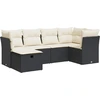Image de vidaXL Ensemble de salon de jardin 6 pièces avec coussins noir poly rotin