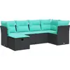 Image de vidaXL Ensemble de salon de jardin 6 pièces avec coussins noir poly rotin