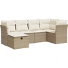 Image de vidaXL Ensemble de salon de jardin 6 pièces avec coussins Beige Poly Rattan