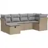 Image de vidaXL Ensemble de salon de jardin 6 pièces avec coussins Beige Poly Rattan