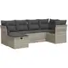 Image de vidaXL Ensemble de salon de jardin 6 pièces avec coussins gris clair Poly rotin