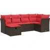Image de vidaXL Ensemble de salon de jardin 6 pièces avec coussins Marron Poly Rattan