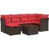 Image de vidaXL Ensemble de salon de jardin 7 pièces avec coussins Marron Poly rotin