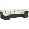 Image de vidaXL Ensemble de salon de jardin 7 pièces avec coussins noir poly rotin