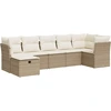 Image de vidaXL Ensemble de salon de jardin 7 pièces avec coussins Beige Poly Rattan