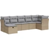Image de vidaXL Ensemble de salon de jardin 7 pièces avec coussins Beige Poly Rattan