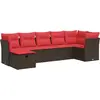 Image de vidaXL Ensemble de salon de jardin 7 pièces avec coussins Marron Poly rotin