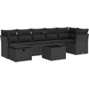 Image de vidaXL Ensemble de jardin canapé 8 pièces avec coussins noir poly rotin