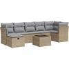 Image de vidaXL Ensemble de jardin canapé 8 pièces avec coussins Beige Poly Rattan