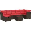 Image de vidaXL Ensemble de jardin canapé 8 pièces avec coussins Marron Poly rotin