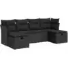 Image de vidaXL Ensemble de salon de jardin 6 pièces avec coussins noir poly rotin