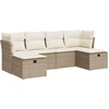 Image de vidaXL Ensemble de salon de jardin 6 pièces avec coussins Beige Poly Rattan