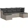 Image de vidaXL Ensemble de salon de jardin 6 pièces avec coussins gris clair Poly rotin