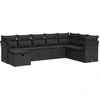 Image de vidaXL Ensemble de jardin canapé 8 pièces avec coussins noir poly rotin