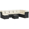 Image de vidaXL Ensemble de salon de jardin 9 pièces avec coussins noir poly rotin