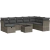 Image de vidaXL Ensemble de salon de jardin 9 pièces avec coussins Gris Poly rotin