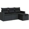 Image de vidaXL Ensemble de salon de jardin 4 pièces avec coussins noir poly rotin