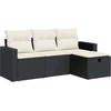 Image de vidaXL Ensemble de salon de jardin 4 pièces avec coussins noir poly rotin