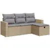 Image de vidaXL Ensemble de salon de jardin 4 pièces avec coussins Beige Poly Rattan