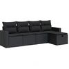 Image de vidaXL Ensemble de salon de jardin 5 pièces avec coussins noir poly rotin