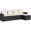 Image de vidaXL Ensemble de salon de jardin 5 pièces avec coussins noir poly rotin