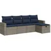 Image de vidaXL Ensemble de salon de jardin 5 pièces avec coussins Gris Poly rotin