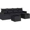 Image de vidaXL Ensemble de salon de jardin 6 pièces avec coussins noir poly rotin