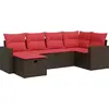 Image de vidaXL Ensemble de salon de jardin 6 pièces avec coussins Marron Poly Rattan