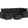 Image de vidaXL Ensemble de salon de jardin 7 pièces avec coussins noir poly rotin
