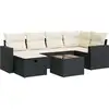 Image de vidaXL Ensemble de salon de jardin 7 pièces avec coussins noir poly rotin