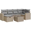 Image de vidaXL Ensemble de salon de jardin 7 pièces avec coussins Beige Poly Rattan