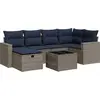 Image de vidaXL Ensemble de salon de jardin 7 pièces avec coussins Gris Poly rotin