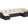 Image de vidaXL Ensemble de salon de jardin 7 pièces avec coussins noir poly rotin