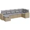 Image de vidaXL Ensemble de salon de jardin 7 pièces avec coussins Beige Poly Rattan