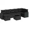 Image de vidaXL Ensemble de jardin canapé 8 pièces avec coussins noir poly rotin