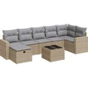 Image de vidaXL Ensemble de jardin canapé 8 pièces avec coussins Beige Poly Rattan