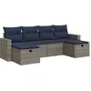 Image de vidaXL Ensemble de salon de jardin 6 pièces avec coussins Gris Poly rotin