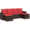Image de vidaXL Ensemble de salon de jardin 6 pièces avec coussins Marron Poly Rattan