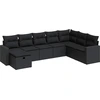 Image de vidaXL Ensemble de jardin canapé 8 pièces avec coussins noir poly rotin
