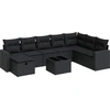 Image de vidaXL Ensemble de salon de jardin 9 pièces avec coussins noir poly rotin