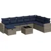 Image de vidaXL Ensemble de salon de jardin 9 pièces avec coussins Gris Poly rotin