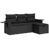 Image de vidaXL Ensemble de salon de jardin 4 pièces avec coussins noir poly rotin