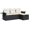 Image de vidaXL Ensemble de salon de jardin 4 pièces avec coussins noir poly rotin