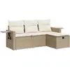 Image de vidaXL Ensemble de salon de jardin 4 pièces avec coussins Beige Poly Rattan