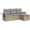 Image de vidaXL Ensemble de salon de jardin 4 pièces avec coussins Beige Poly Rattan