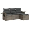 Image de vidaXL Ensemble de salon de jardin 4 pièces avec coussins Gris Poly rotin