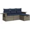 Image de vidaXL Ensemble de salon de jardin 4 pièces avec coussins Gris Poly rotin