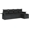 Image de vidaXL Ensemble de salon de jardin 5 pièces avec coussins noir poly rotin